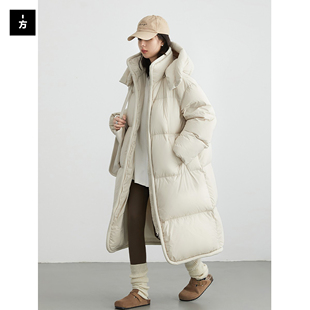 一方服饰冬新款高充绒量泡芙羽绒服90白鸭绒软糯连帽保暖长款外套