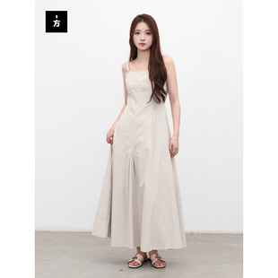【一方服饰】6.11极简风吊带连衣裙女夏长款直筒裙轻熟优雅气质裙