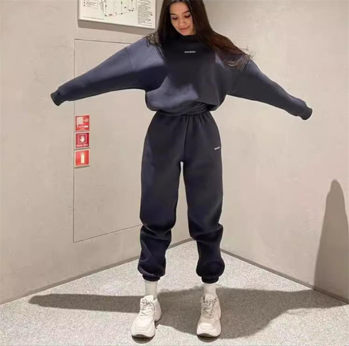 유럽과 미국의 캐주얼 스포츠 운동복 바지 여성용 풀오버 바지 세트 TRACKSUIT WOMEN