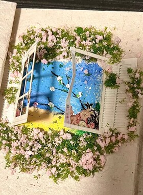 尼泊尔手工本材料包复古艺术垃圾杂志手帐仿真花草场景模拟树粉