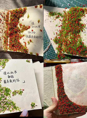 尼泊尔手工本材料包复古艺术垃圾杂志手帐仿真花草场景模拟树粉