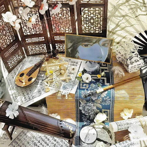 古风拍照谷美小道具一套装周边摆拍玩具摆件四件套背景中国风复古