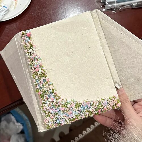 尼泊尔手工本材料包复古艺术垃圾杂志手帐仿真花草场景模拟树粉