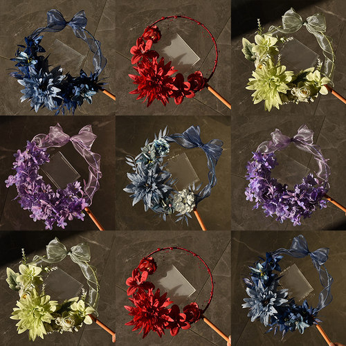 旋转花扇diy材料包周边卡套谷美展示框定制迷你大王应援扇diy材料
