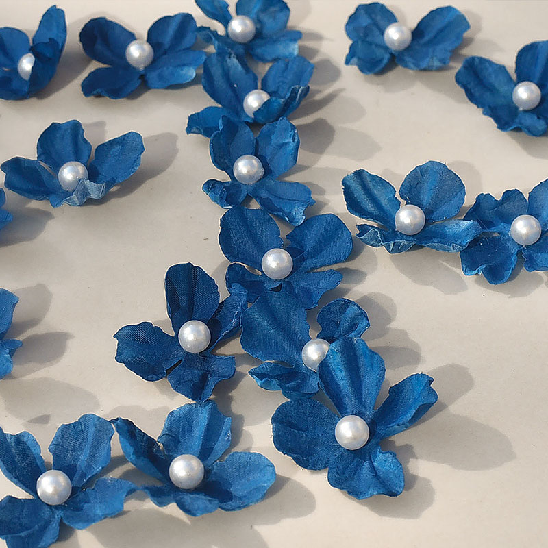 痛包diy材料深蓝色仿真花瓣焦边绣球花瓣手工diy裙子古风绢花头饰图片