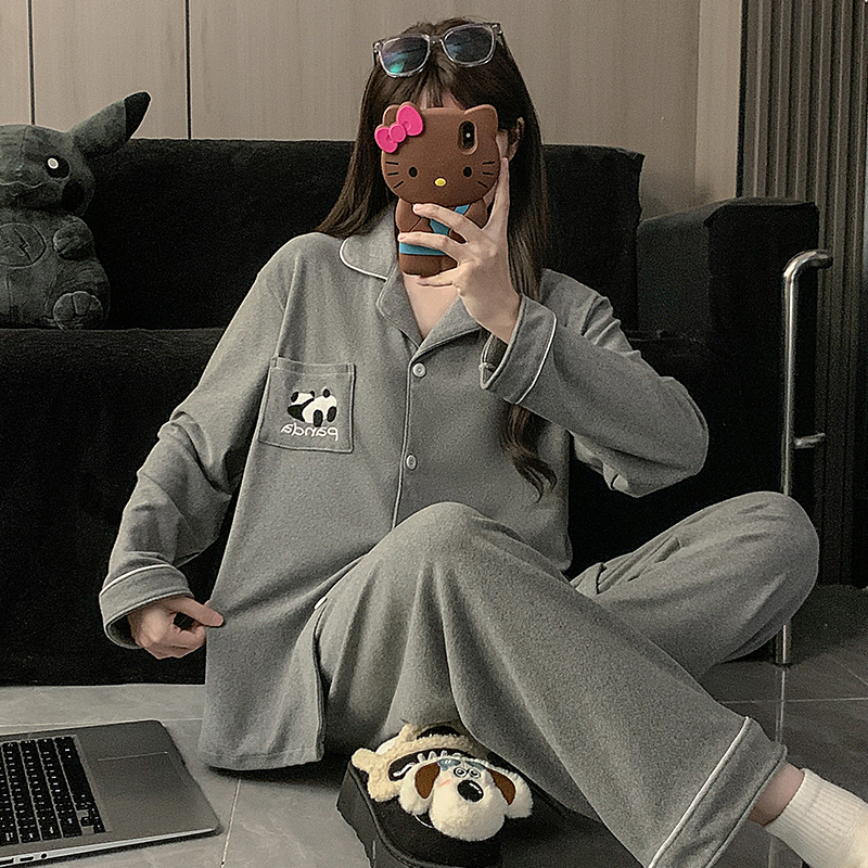 150cm小矮个子女生德绒熊猫情侣加厚保暖睡衣男款套装家居服xxs码