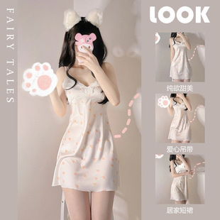 夏季150cm小矮个子薄款可爱纯欲睡衣软妹少女吊带睡裙家居服xxs码