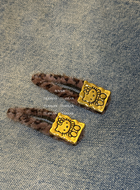 【兰LANLAN】新款卡通kt豹纹毛绒发夹甜美刘海侧边夹少女发卡发饰