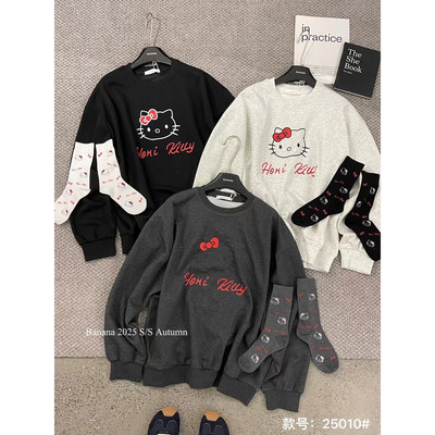 卡通KT猫印花长袖圆领卫衣