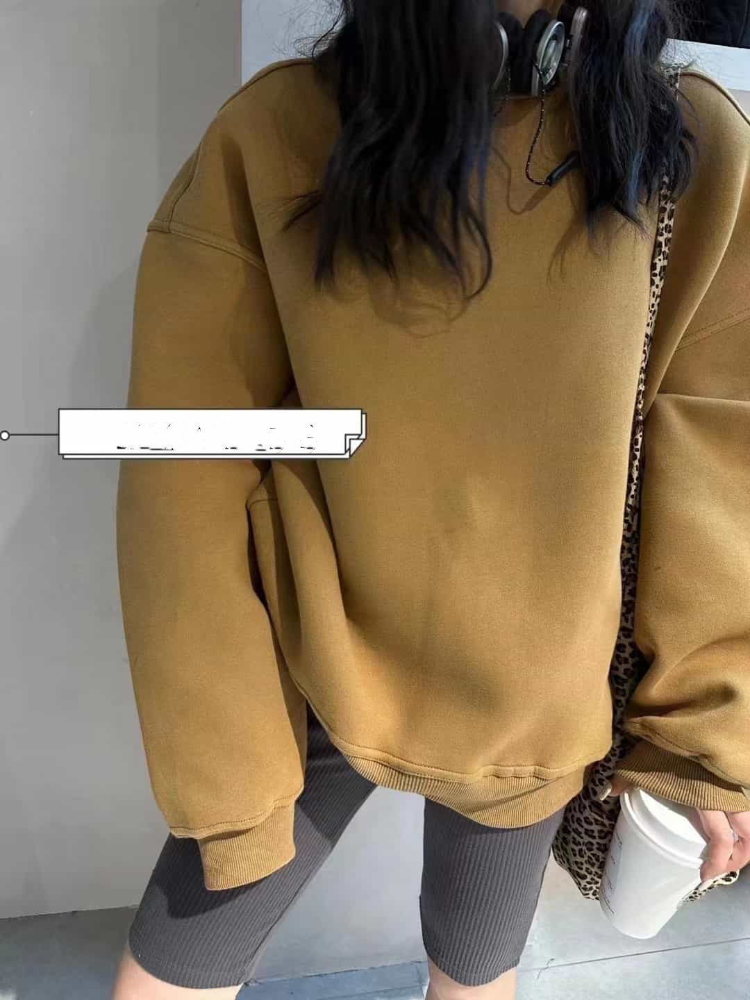 时尚净版糖果色宽松圆领卫衣