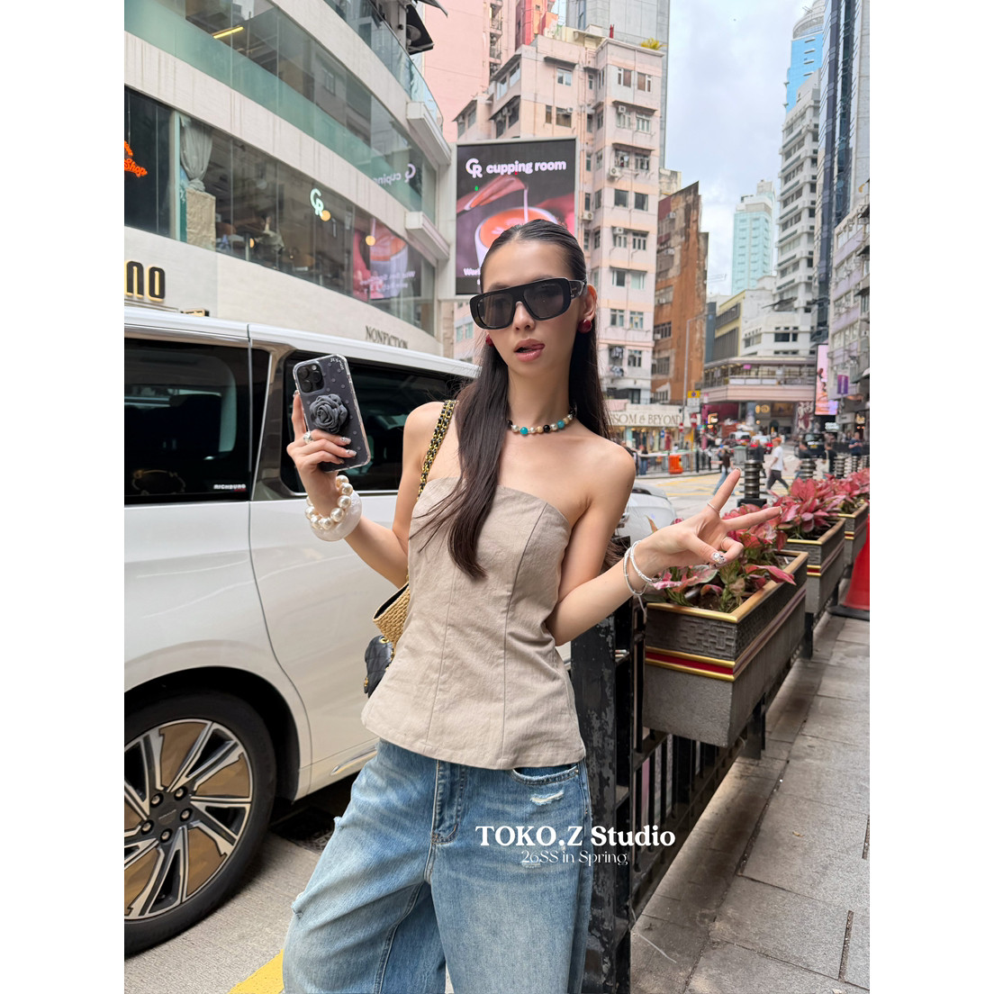 TOKO.Z夏季美式时髦净版收腰抹胸上衣女百搭辣妹露背显瘦短款小衫