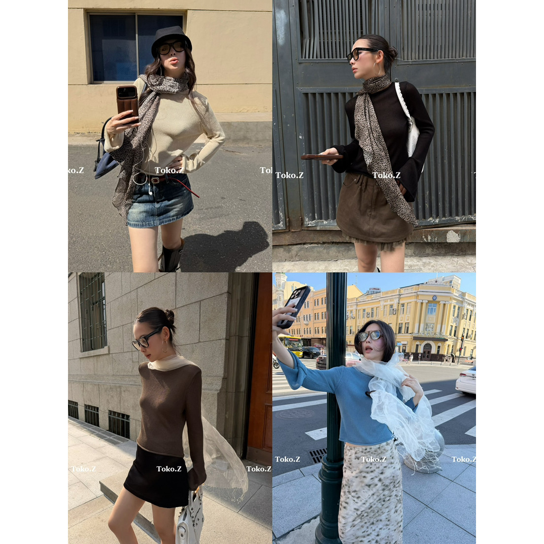 圆领简约显瘦长袖针织衫女