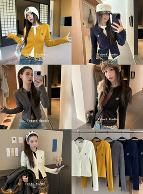 TOKO.Z冬季韩版刺绣圆领长袖针织开衫百搭修身短款辣妹小衫上衣女