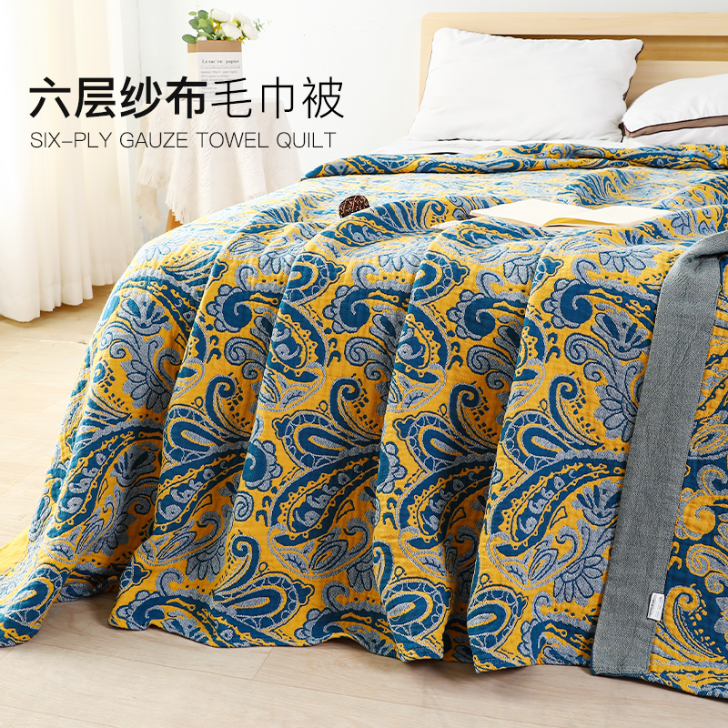 如奕新疆棉六层纱布毛巾被纯棉成人夏季薄款全棉单人夏凉被沙发毯