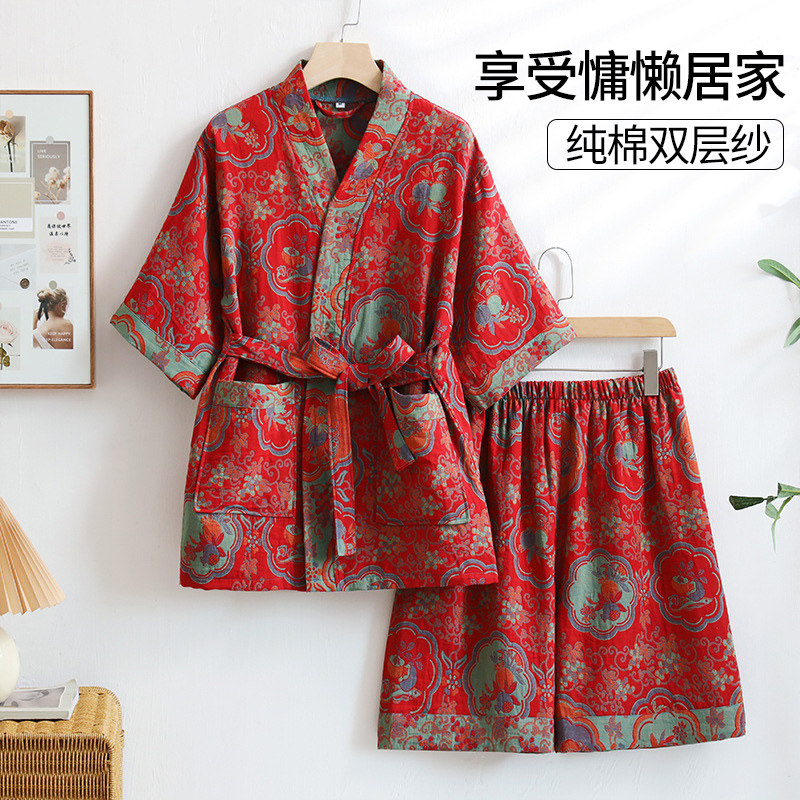 如奕纱布家居服春夏薄款成人全棉浴衣吸水速干酒店汗蒸服短袖浴袍,居家布艺,汗蒸服,淘宝优惠券,粉丝福利购,淘宝优惠卷