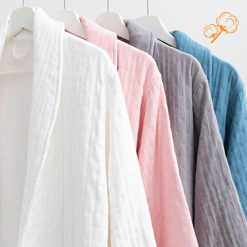 如奕纯棉浴袍六层纱布吸水速干男女全棉大人浴衣四季通用成人睡袍