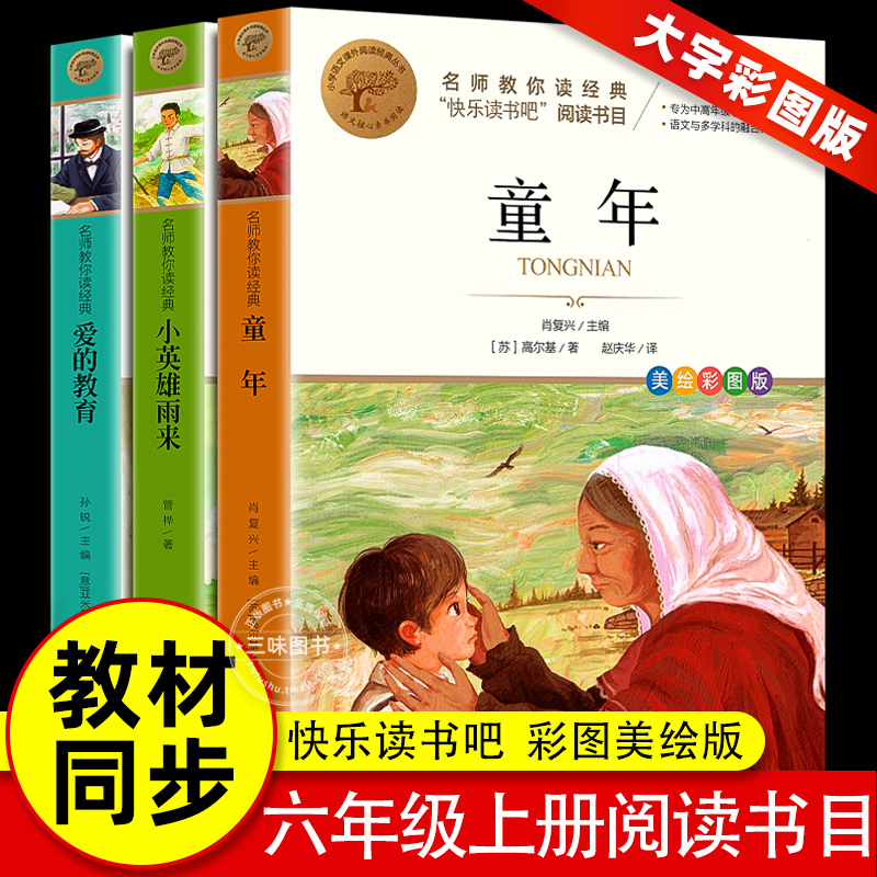爱的教育 小英雄雨来 童年书高尔基 六年级上册快乐读书吧书目 6上课外阅读书籍小学生语文6上快乐读书吧书目配套教材课本人教版高性价比高么？