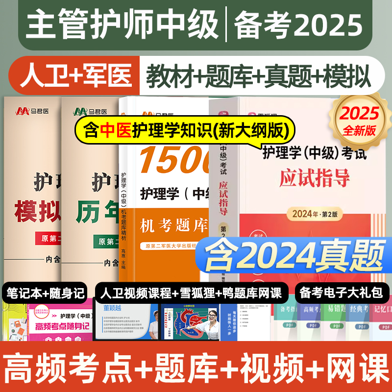 2024年主管护师护理学中级2024年人卫版雪狐狸应试指导教材原军医版历年真题模拟试卷习题集必刷护理学轻松过丁震网课视频题库 书籍/杂志/报纸 卫生资格考试 原图主图