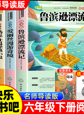 全套4册 鲁滨逊漂流记六年级下册必读正版的课外书原著完整版快乐读书吧6六下汤姆索亚历险记尼尔斯骑鹅旅行记爱丽丝漫游奇境宾孙