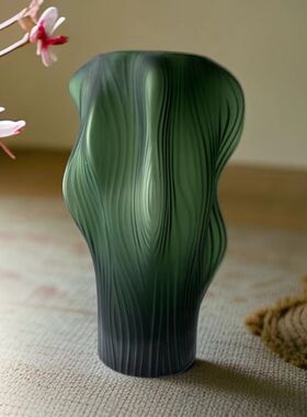 现代简约异形波纹玻璃花瓶餐桌摆件家居软装干花鲜花花艺软装饰品