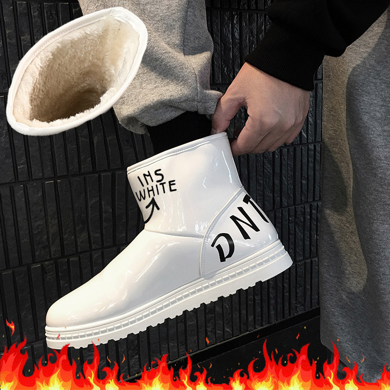 冬季水鞋男加绒保暖雨鞋雨靴男款雪地靴高筒鞋防滑防水棉鞋桶靴子