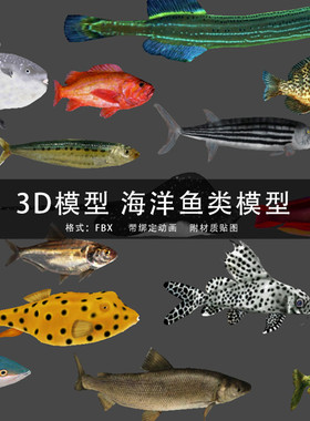 C4D/MAYA/3DMAX 3D模型素材工程 海洋生物鱼类 带绑定动画 GC231
