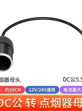 大电流功率点烟器车充母座转DC5.5*2.1母10A白色5521车载充电源线
