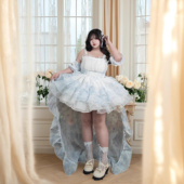 200斤迪士尼在逃公主欧根纱拖尾蓬蓬裙成人礼重工礼服 肉肉梦大码