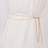 双层腰链女珍珠装 饰小香风ins优雅腰带配西装 连衣裙子金属链条潮