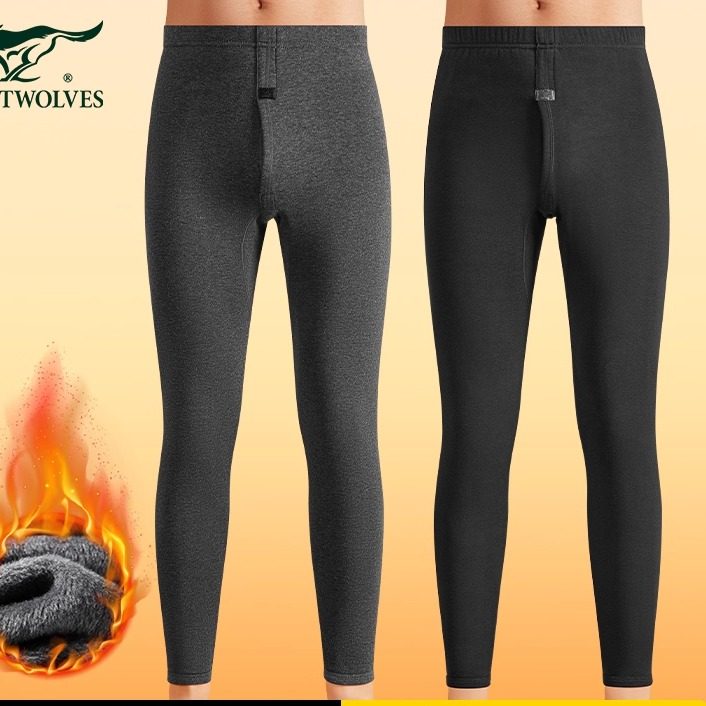 七匹狼男士保暖裤冬季中老年人宽松加厚打底秋裤线裤男款加绒棉裤