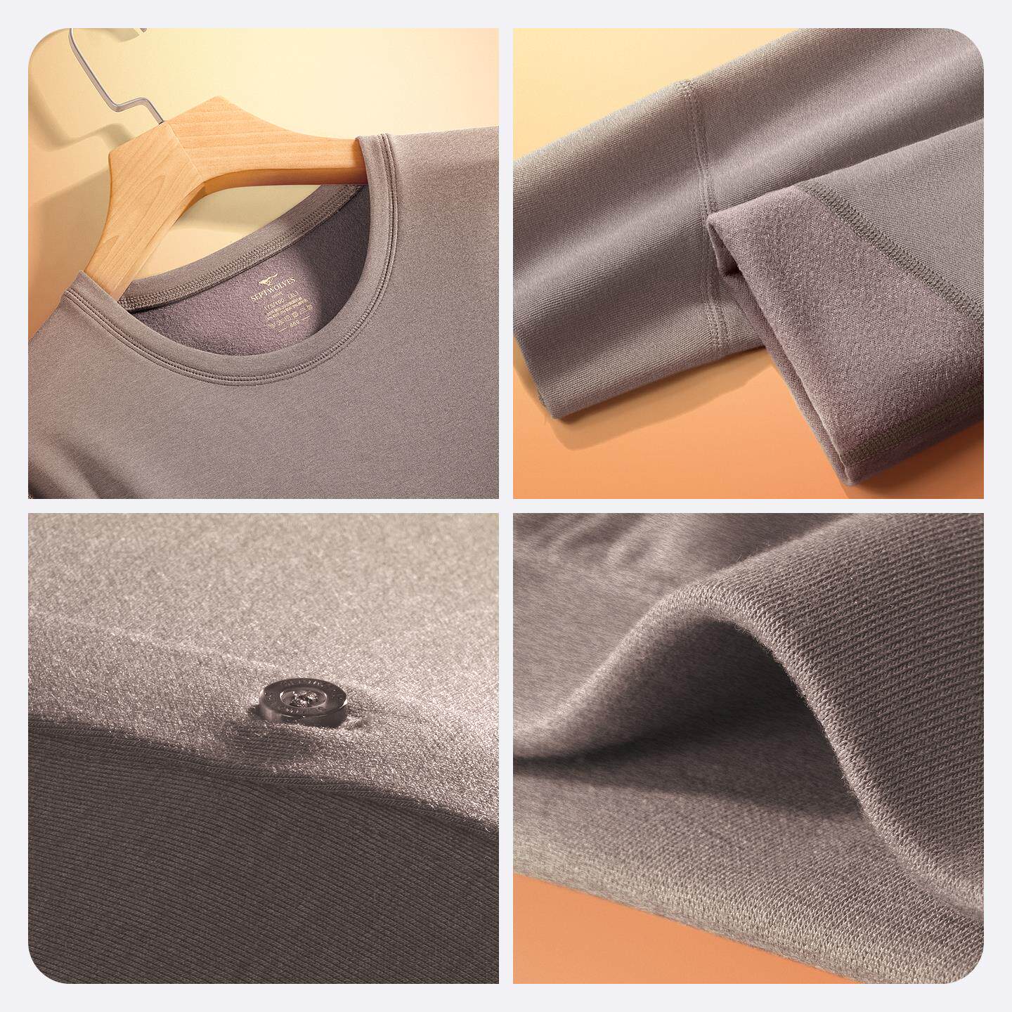 七匹狼羊毛发热保暖内衣男款冬季爸爸秋衣秋裤套装男士加绒打底衫