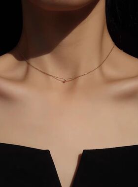 岚屿 超迷你小钻项链女简约百搭叠戴迷你锆石锁骨链手工闪钻颈链