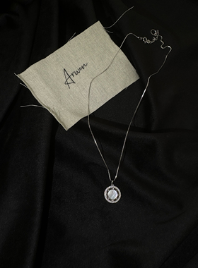 Arwen studio｜小甜饼白贝母圈钻s925纯银锁骨链锆石项链气质小众