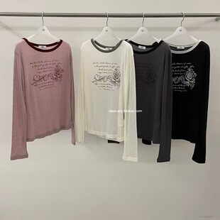 class韩国直邮011912 OUI 韩代2026款  天丝羊毛拼色玫瑰花T