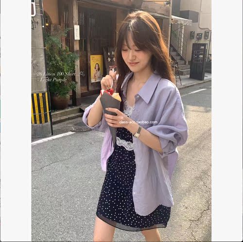 class韩国直邮1041009 Riveroom 韩代2026款  麻1oo大版防晒衬衫