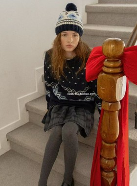 class韩国直邮122113 REIRAI 韩代2025款  圆领拼色提花毛衣