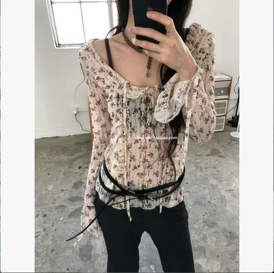 class韩国直邮1041302 atmosphere 韩代2026款  镂空花边碎花小衫