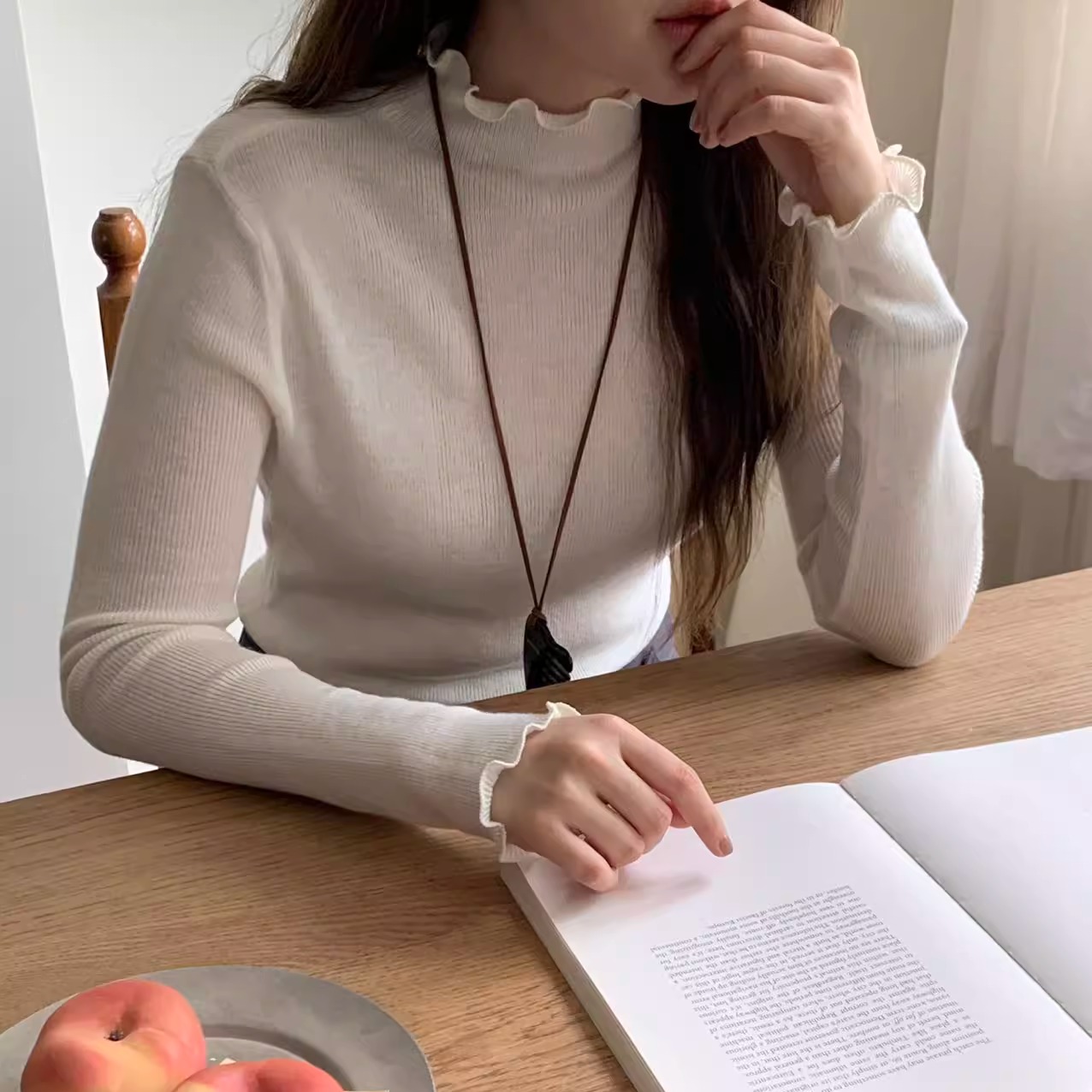 现class韩国直邮112016 ONE MONE韩代2025款木耳边针织打底