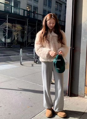 class韩国直邮121113 OUNCE 韩代2025款松紧腰可束脚加绒卫裤