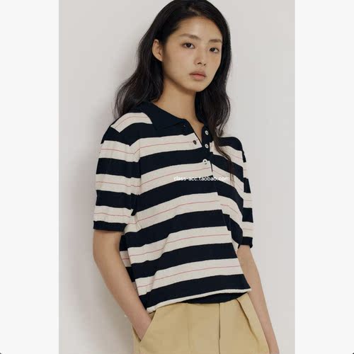class韩国直邮031310 amygrace 韩代2026款   拼色条纹POLO衫