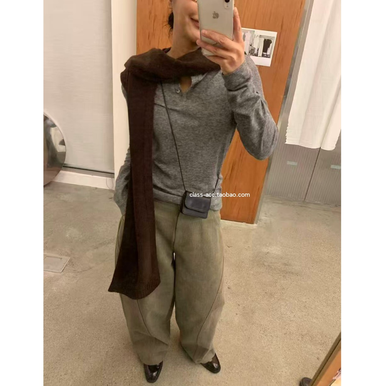 class韩国直邮102602select market韩代25秋冬微微磨毛镰刀休闲裤