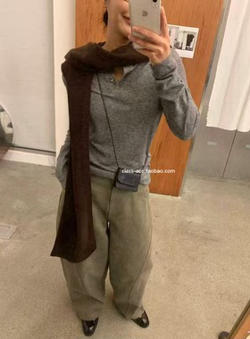 韩现class韩国直邮102602select market韩代2025微磨毛镰刀休闲裤