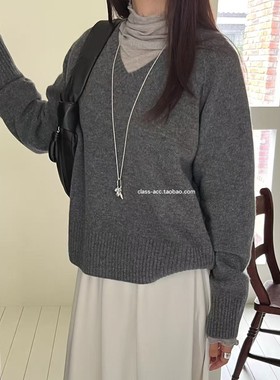 class韩国直邮102304 OPPER 韩代2025款  牦牛毛＋羊毛V领毛衣