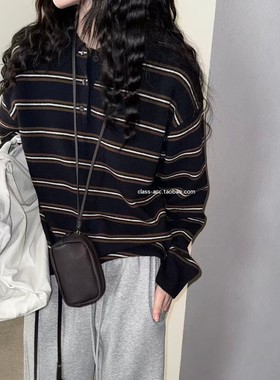 class韩国直邮113008 KONI 韩代2025款  拼色条纹polo毛衣