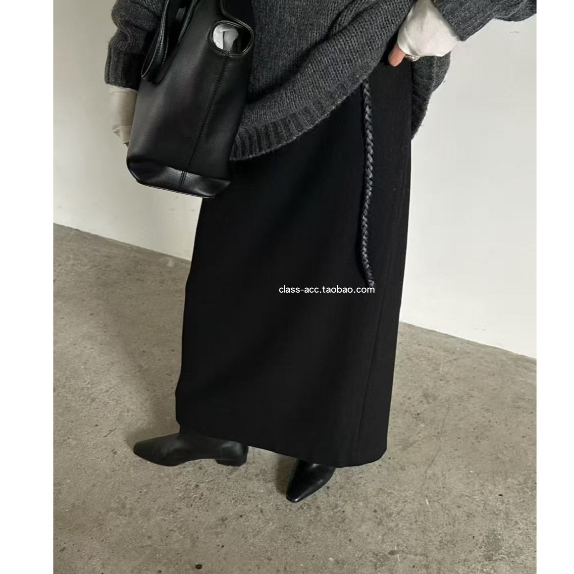 class韩国直邮110310 FORTH 韩代2025腰带一套  半松紧腰长款半裙