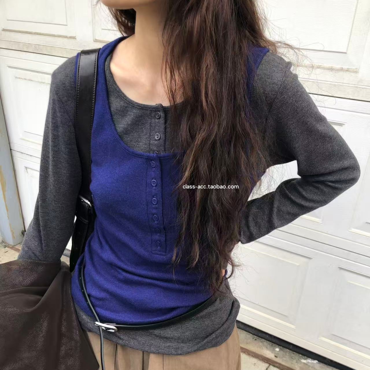 class韩国直邮110414 LAKE SIDE 韩代2025款  背心＋打底T两件套