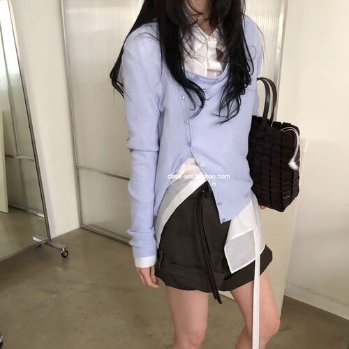 class韩国直邮1032209 lake side 韩代2026 设计款荡领纽扣薄针织