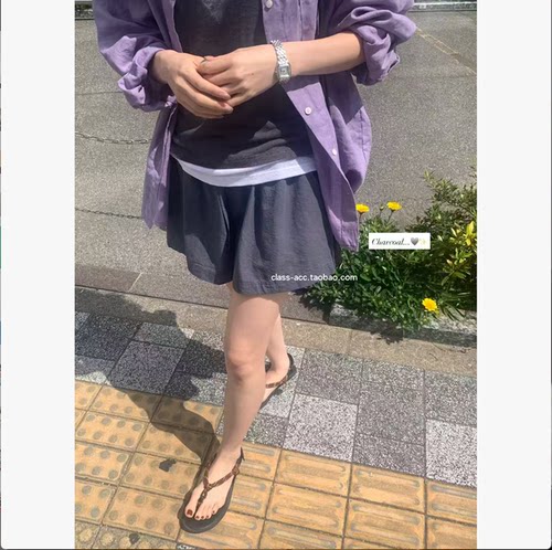 class韩国直邮1041008 Riveroom 韩代2026款 棉1oo松紧腰宽松短裤