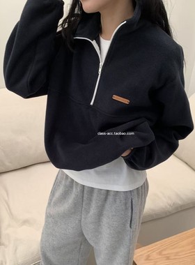 class韩国直邮122101 PLACOR 韩代2025款  半拉链套头摇粒绒卫衣