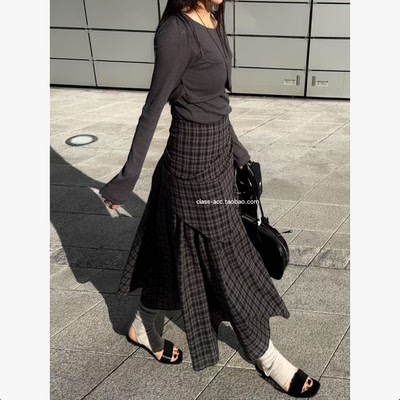 韩现class韩国直邮1032307 oatmeal 韩代2026款  格子半裙